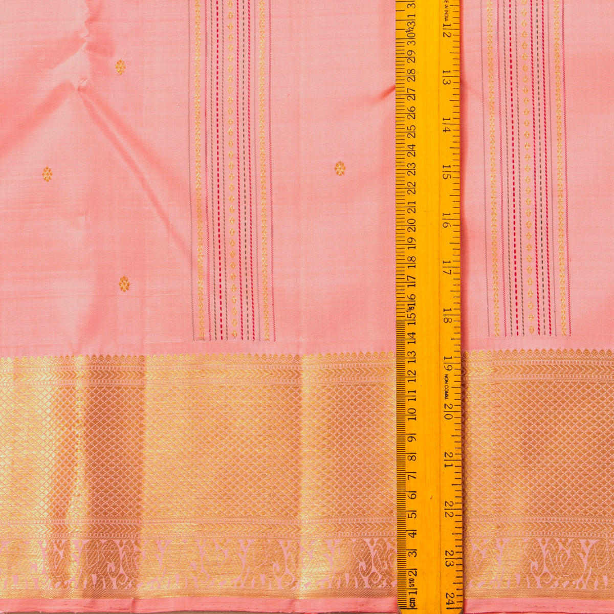 Pastel Peach Kanchipuram Silk Saree For Festive Wear PV VG 102