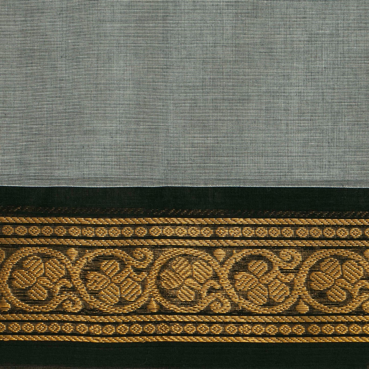 Grey And Black Kanchi Cotton Saree For Festive Wear PV MM KC 607