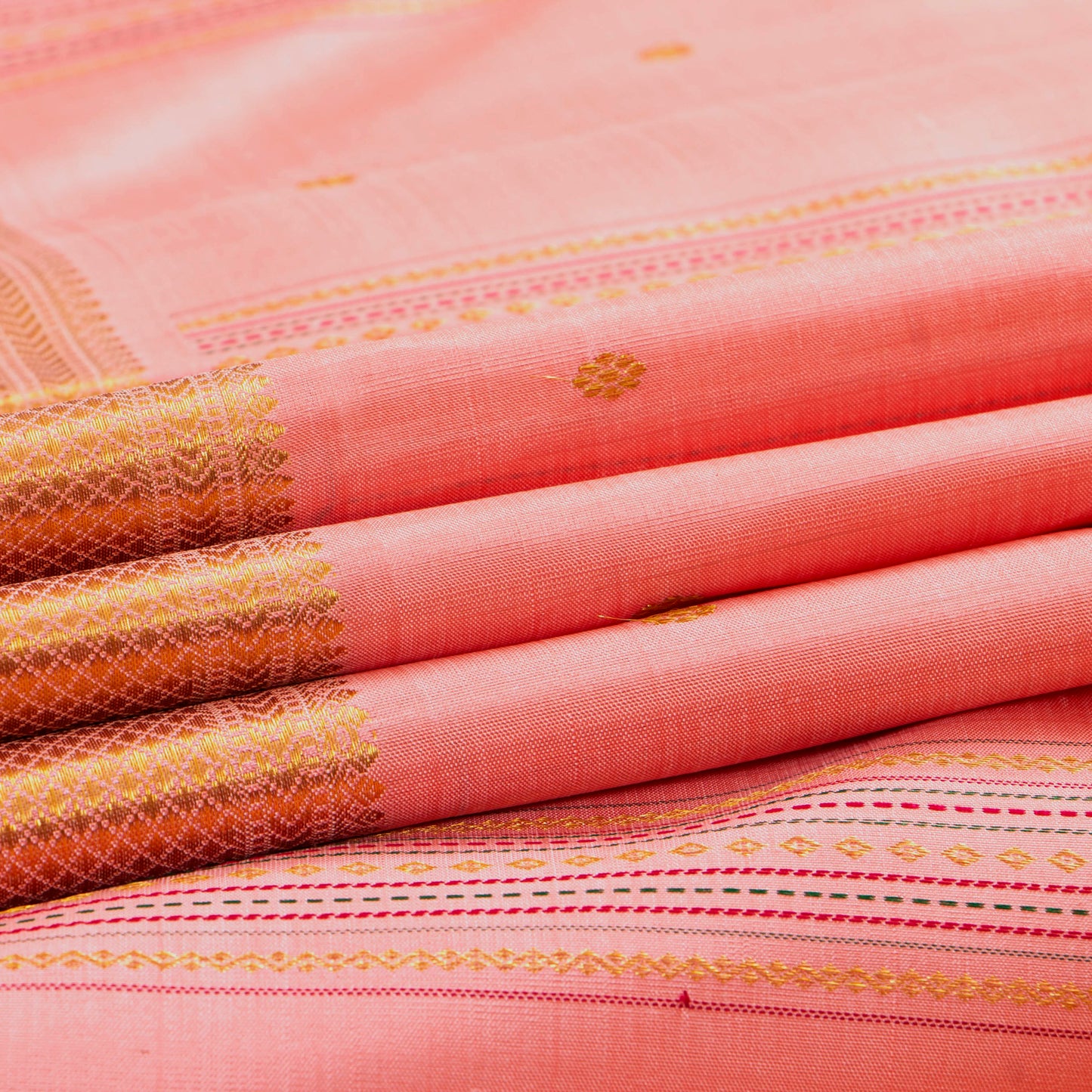 Pastel Peach Kanchipuram Silk Saree For Festive Wear PV VG 102
