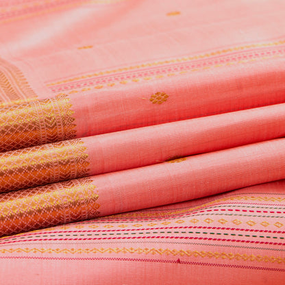 Pastel Peach Kanchipuram Silk Saree For Festive Wear PV VG 102