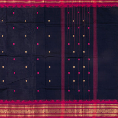 Blue And Pink Kanchi Cotton Saree For Festive Wear PV MM KC 562