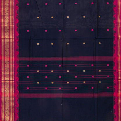 Blue And Pink Kanchi Cotton Saree For Festive Wear PV MM KC 562