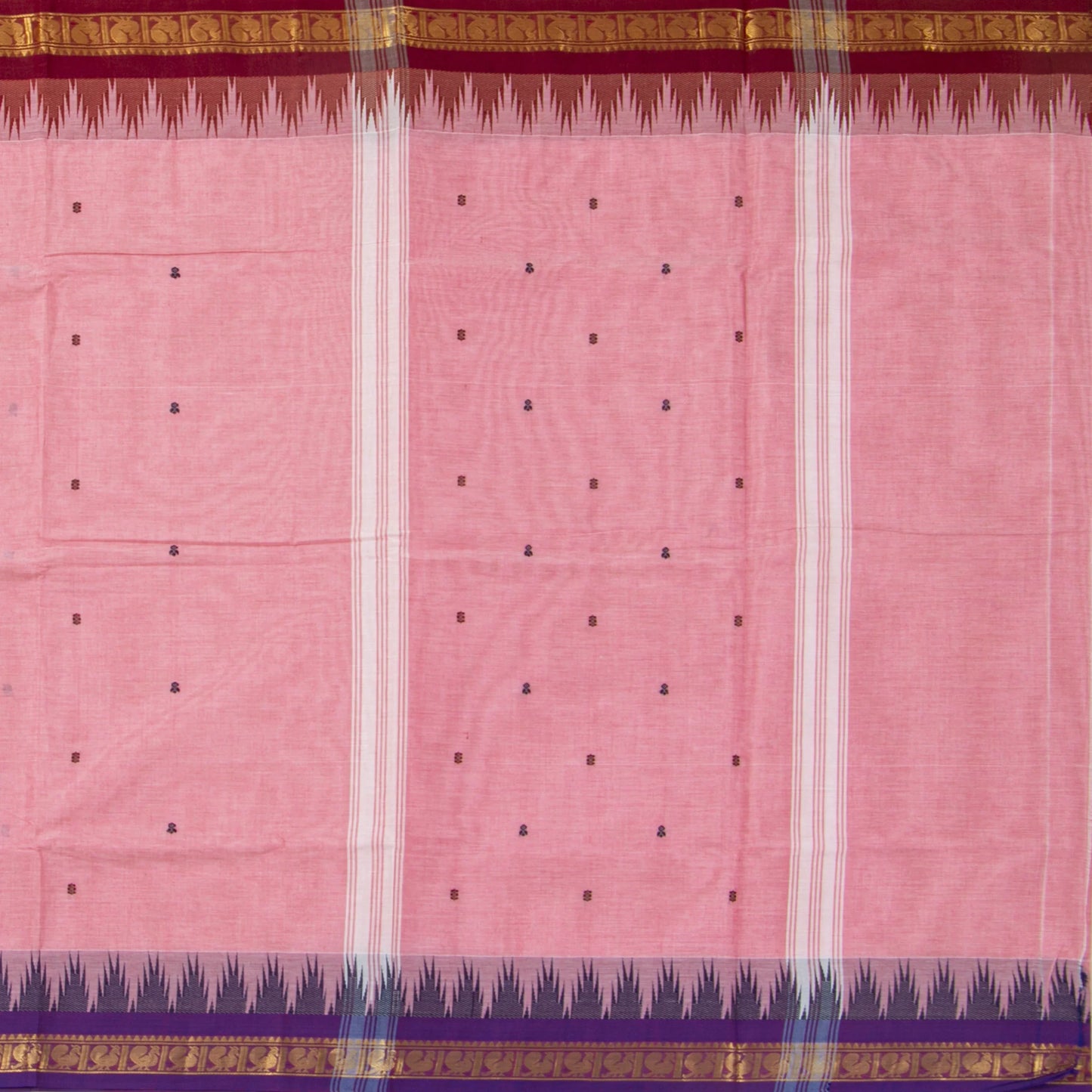 Pink Kanchi Cotton Saree With Ganga Jamuna Border For Festive Wear PV MM KC 455 - Cotton Saree - Panjavarnam PV MM KC 455
