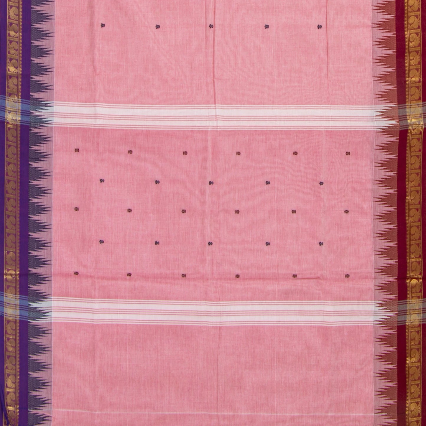 Pink Kanchi Cotton Saree With Ganga Jamuna Border For Festive Wear PV MM KC 455 - Cotton Saree - Panjavarnam PV MM KC 455