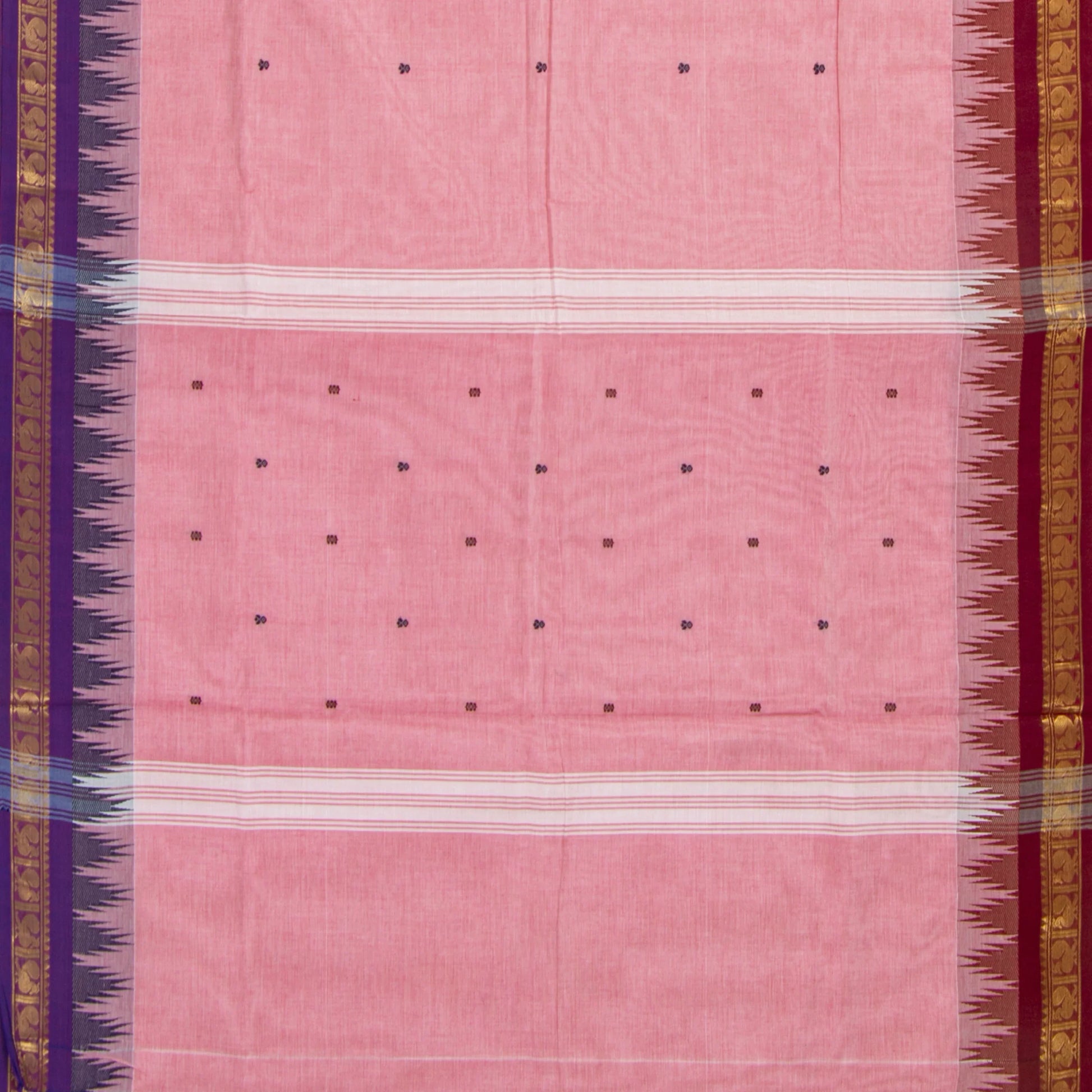 Pink Kanchi Cotton Saree With Ganga Jamuna Border For Festive Wear PV MM KC 455 - Cotton Saree - Panjavarnam PV MM KC 455