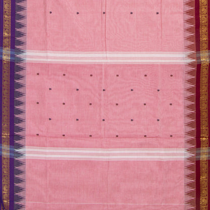 Pink Kanchi Cotton Saree With Ganga Jamuna Border For Festive Wear PV MM KC 455 - Cotton Saree - Panjavarnam PV MM KC 455