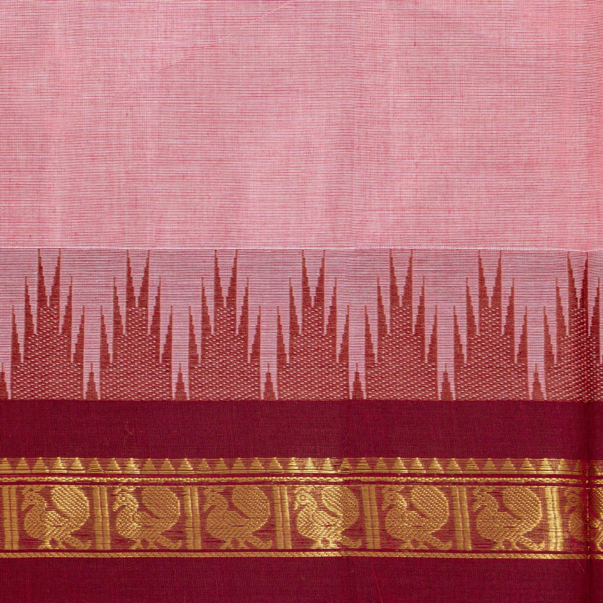 Pink Kanchi Cotton Saree With Ganga Jamuna Border For Festive Wear PV MM KC 455 - Cotton Saree - Panjavarnam PV MM KC 455