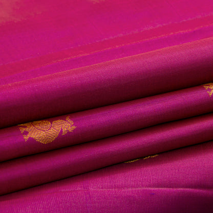 Magenta And Sea Green Borderless Kanchipuram Silk Saree For Festive Wear PV VG 101