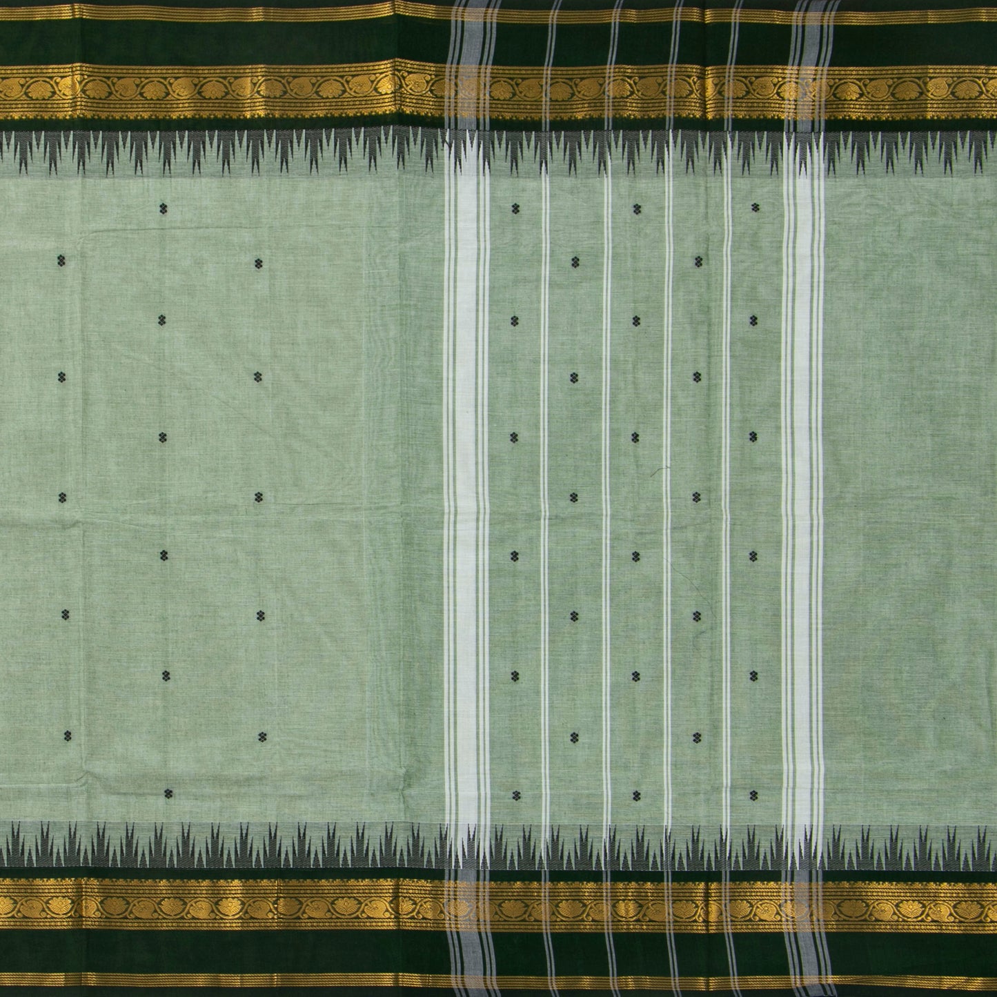 Green Kanchi Cotton Saree For Festive Wear PV MM KC 512