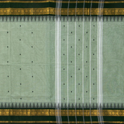 Green Kanchi Cotton Saree For Festive Wear PV MM KC 512