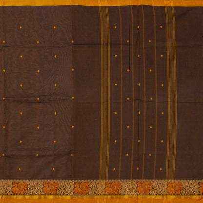 Brown And Mustard Kanchi Cotton Saree For Festive Wear PV MM KC 531
