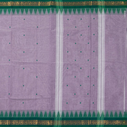 Lilac And Green Kanchi Cotton Saree For Festive Wear PV MM KC 449