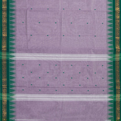 Lilac And Green Kanchi Cotton Saree For Festive Wear PV MM KC 449