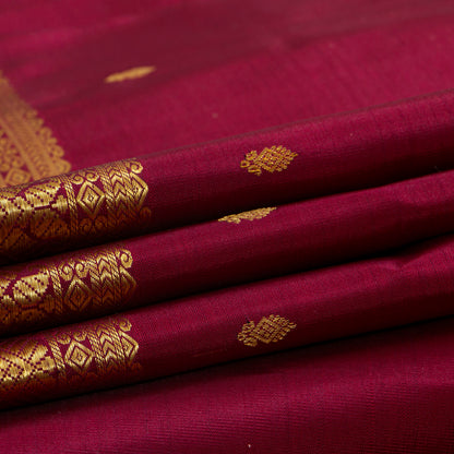 9 Yards Maroon Kanchipuram Silk Saree  For Festive Wear PV VIS 117
