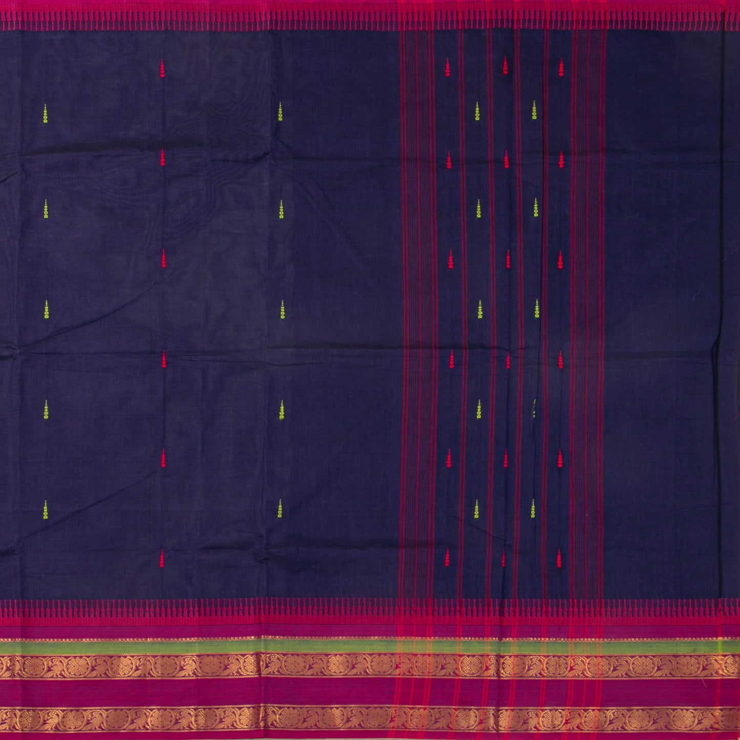 Blue And Pink Kanchi Cotton Saree For Festive Wear PV MM KC 528