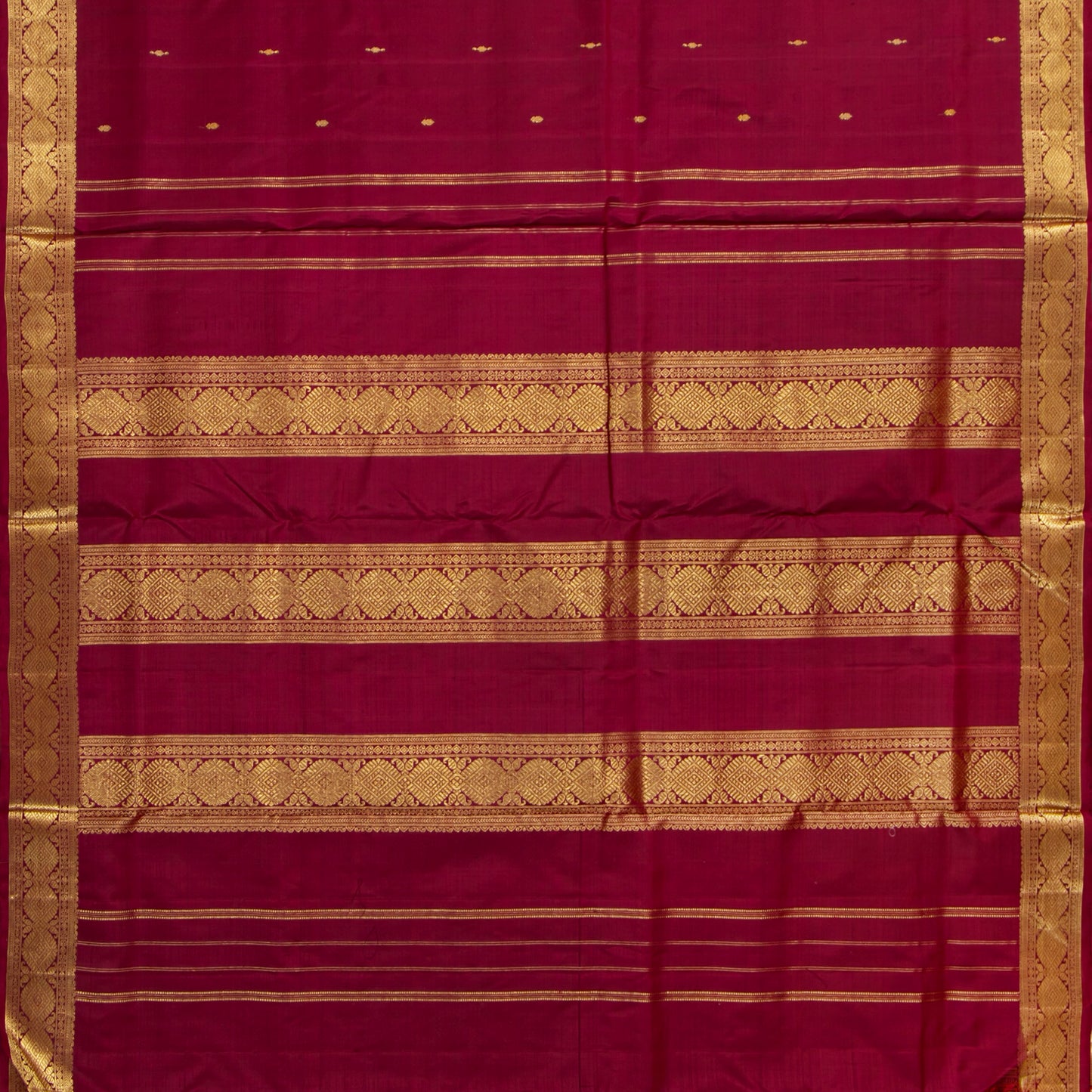 9 Yards Maroon Kanchipuram Silk Saree  For Festive Wear PV VIS 117