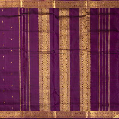 9 Yards Purple Kanchipuram Silk Saree With Attached Blouse For Festive Wear PV VIS 116