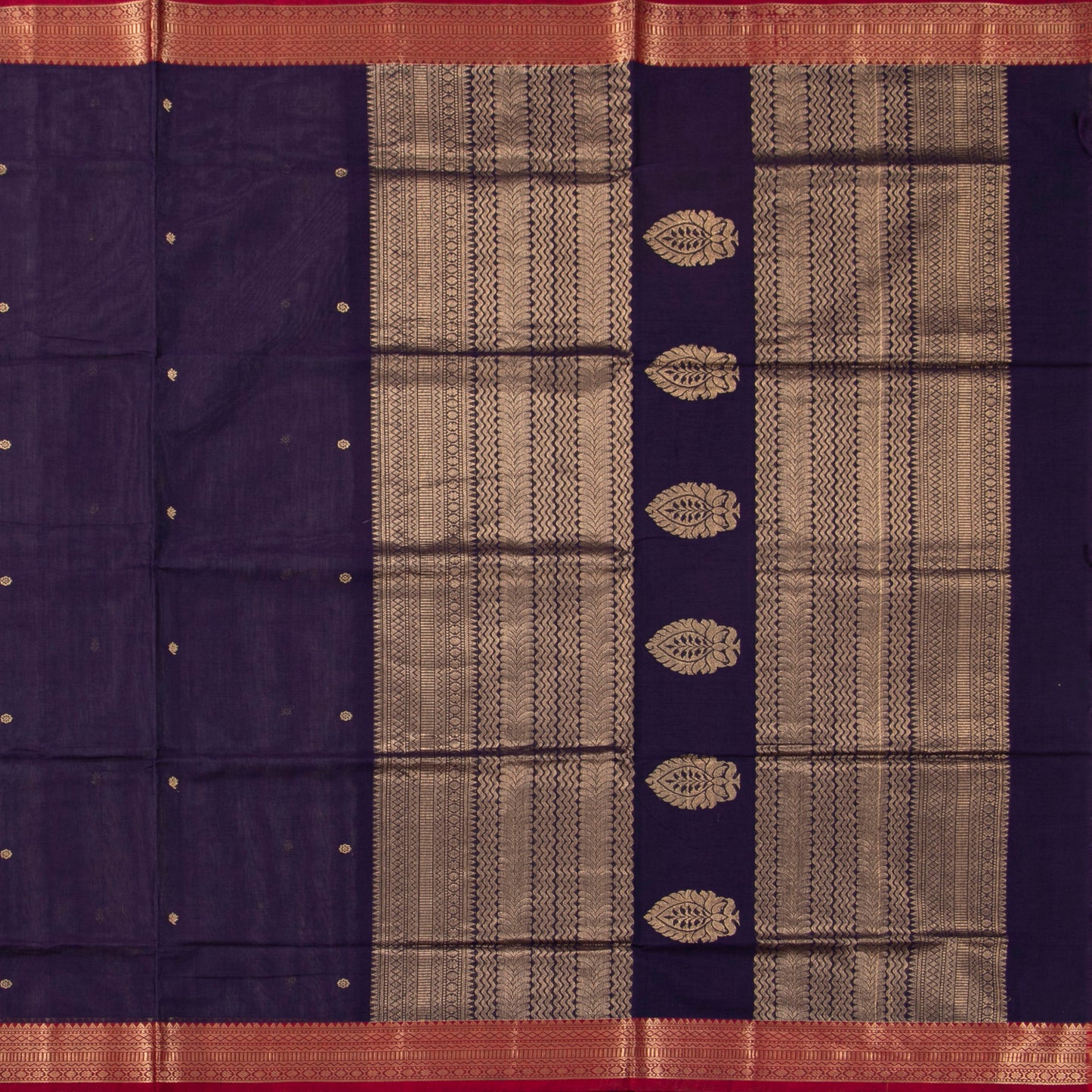 Blue And Maroon Kanchi Cotton Saree PV RSP KC 244