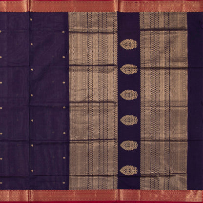 Blue And Maroon Kanchi Cotton Saree PV RSP KC 244