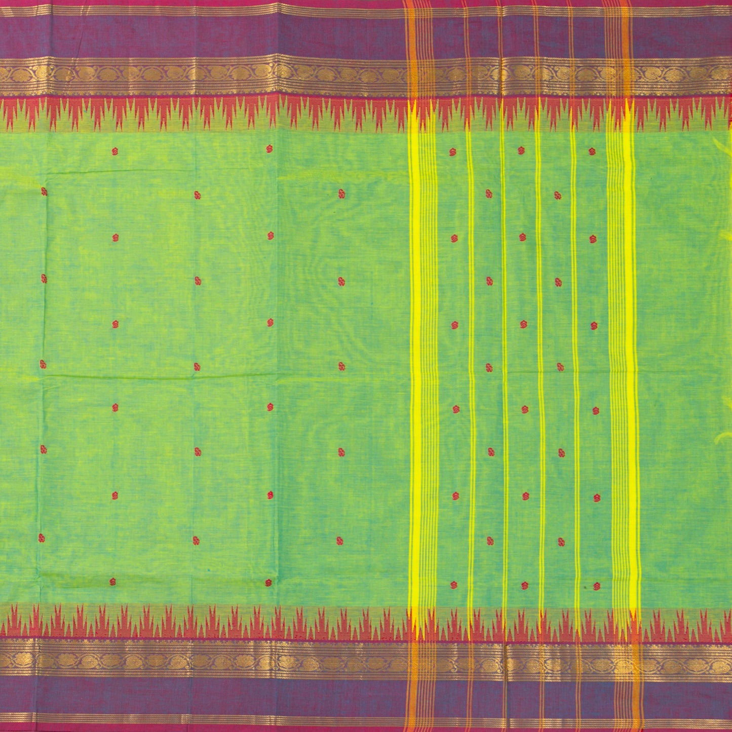Green Kanchi Cotton Saree For Festive Wear PV MM KC 508