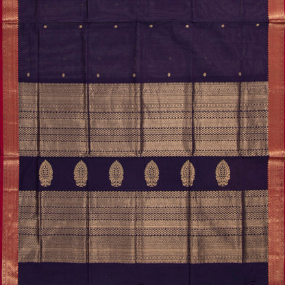 Blue And Maroon Kanchi Cotton Saree PV RSP KC 244