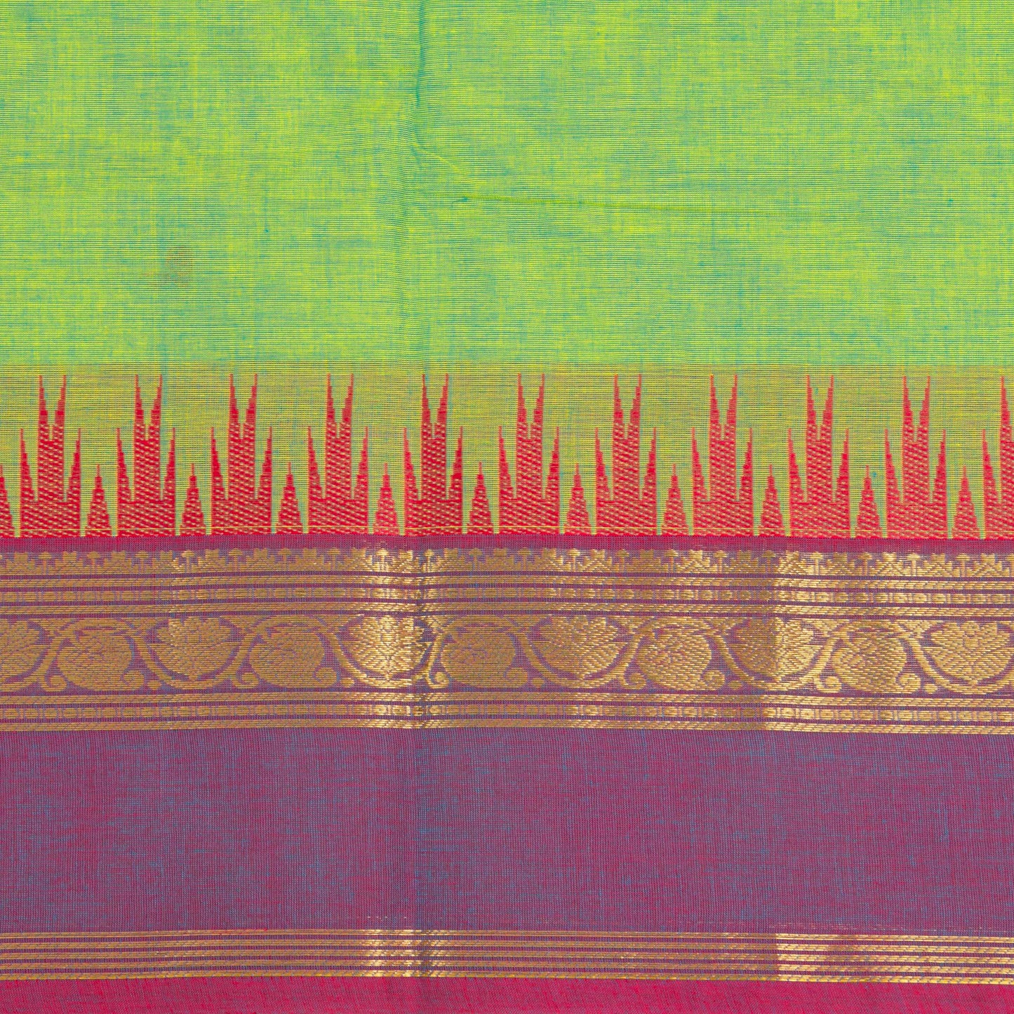 Green Kanchi Cotton Saree For Festive Wear PV MM KC 508