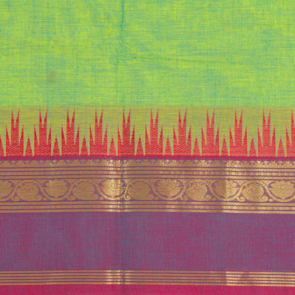 Green Kanchi Cotton Saree For Festive Wear PV MM KC 508