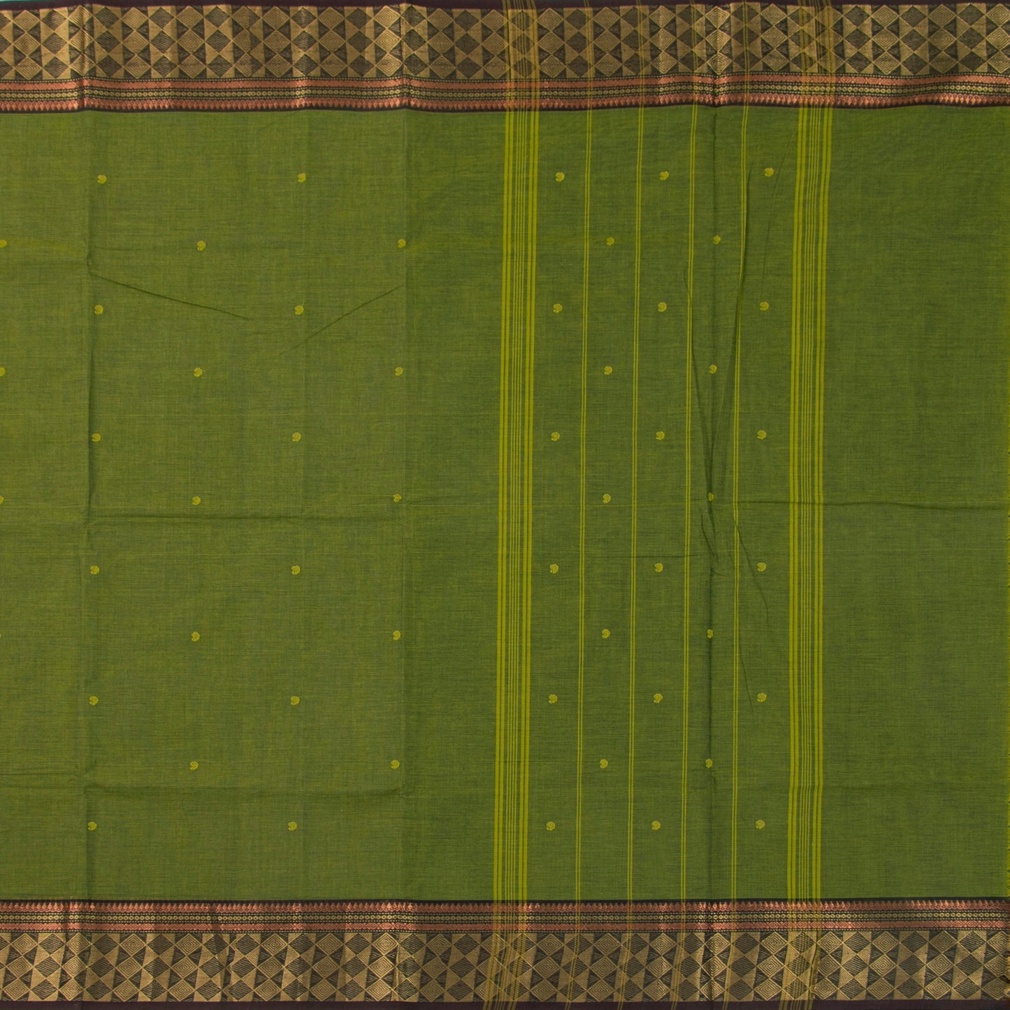 Green And Brown Kanchi Cotton Saree For Festive Wear PV MM KC 446