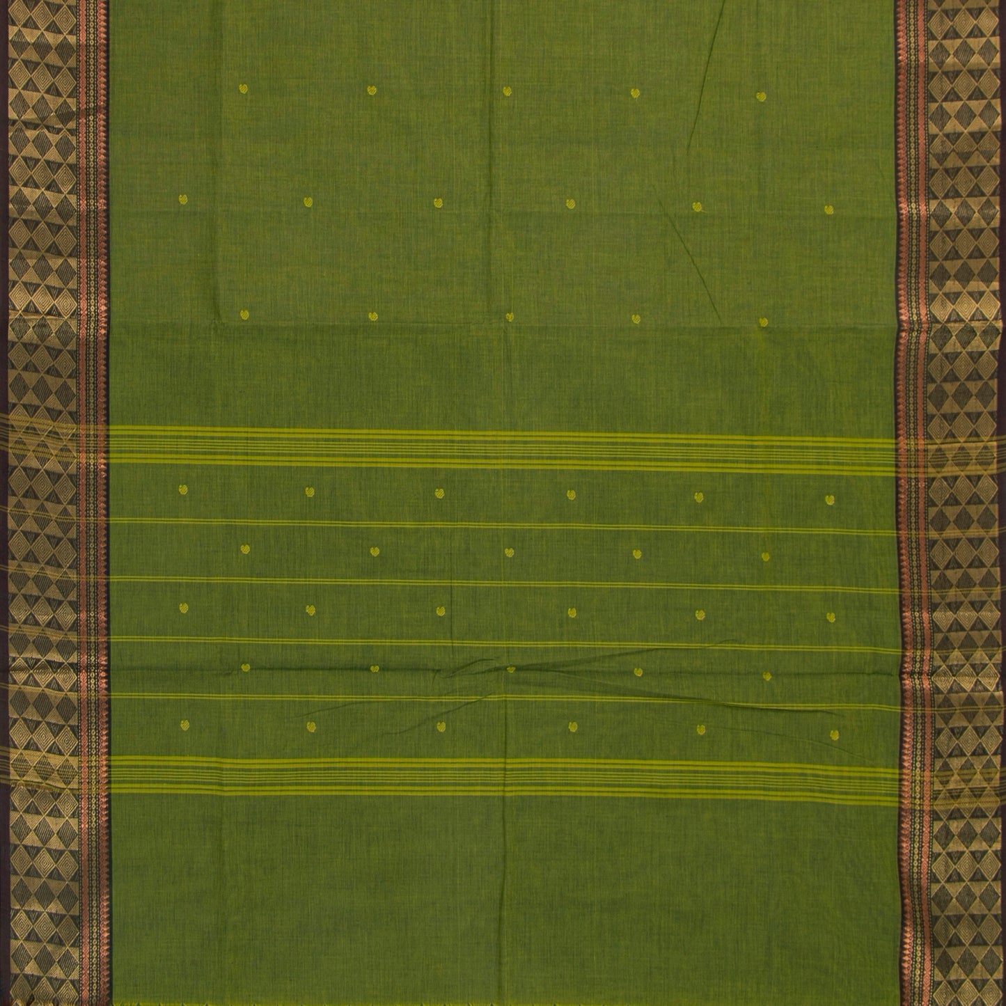 Green And Brown Kanchi Cotton Saree For Festive Wear PV MM KC 446