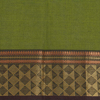 Green And Brown Kanchi Cotton Saree For Festive Wear PV MM KC 446