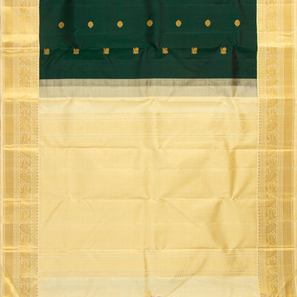 Green And Off White Kanchipuram Silk Saree For Festive Wear PV VG 105