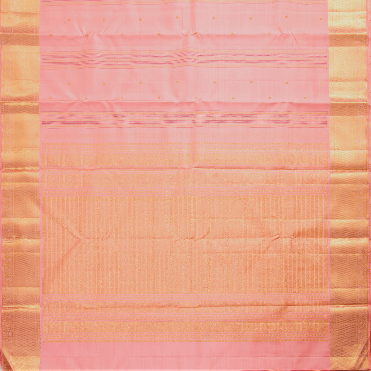 Pastel Peach Kanchipuram Silk Saree For Festive Wear PV VG 102