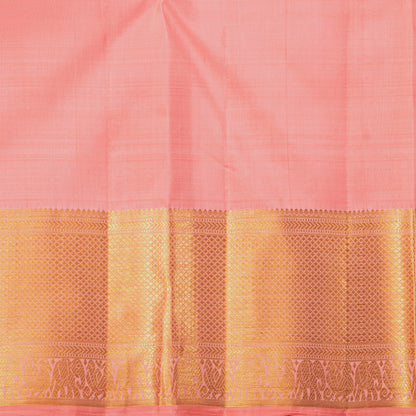 Pastel Peach Kanchipuram Silk Saree For Festive Wear PV VG 102