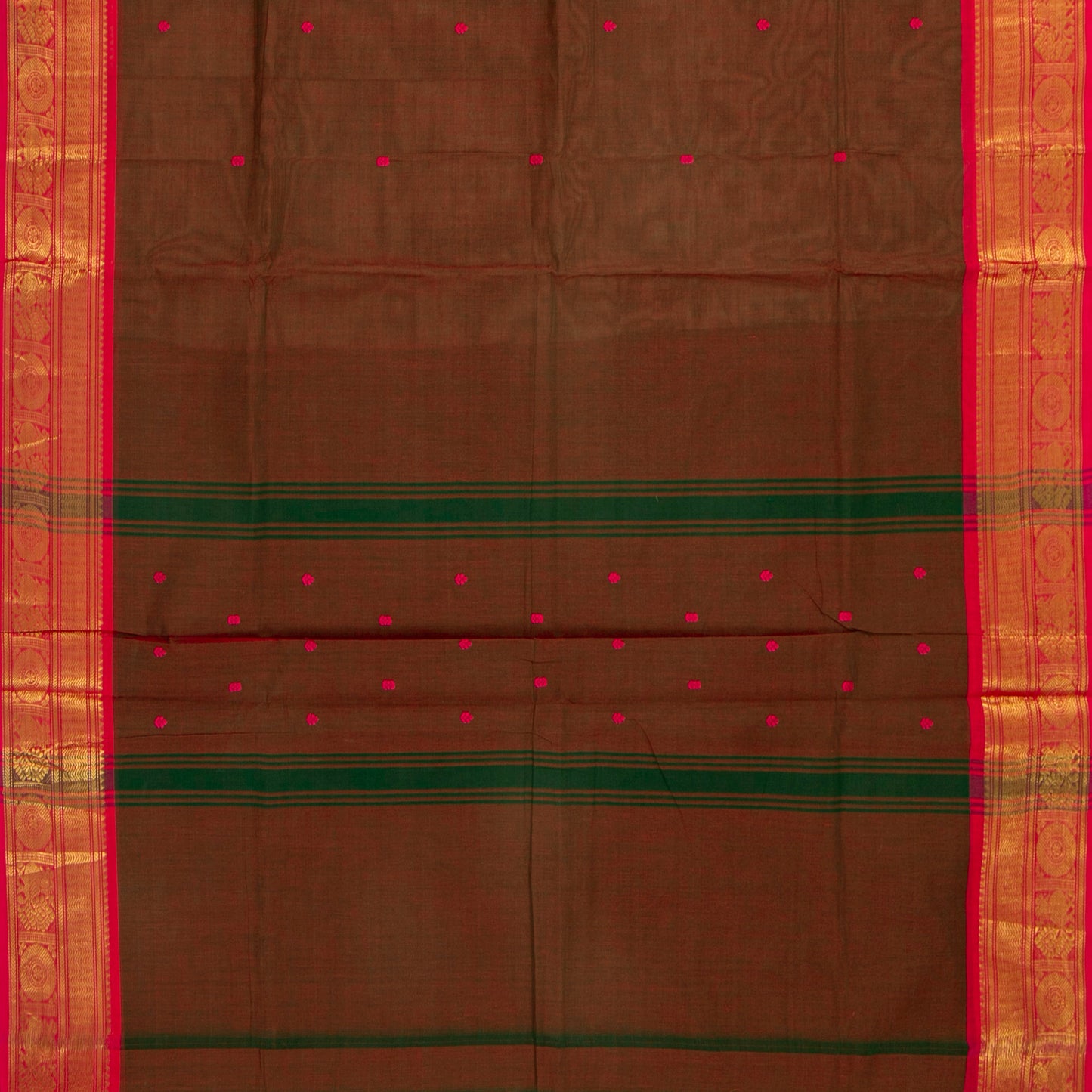 Brown And Pink Kanchi Cotton Saree For Festive Wear PV MM KC 462