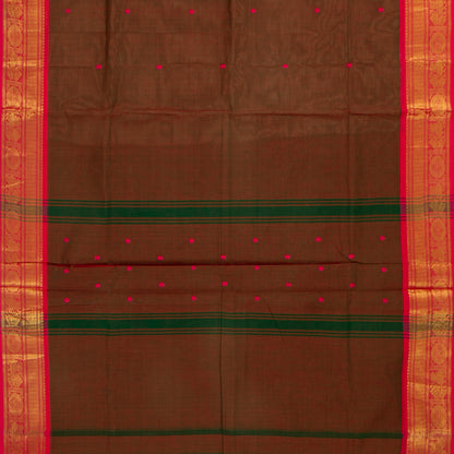 Brown And Pink Kanchi Cotton Saree For Festive Wear PV MM KC 462