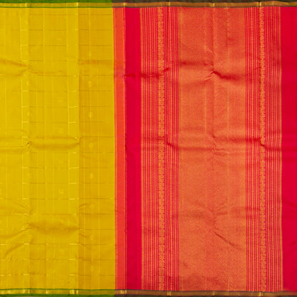 Yellow And Red Kanchipuram Silk Saree For Festive Wear PV VG 104