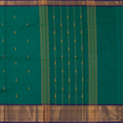 Green And Blue Kanchi Cotton Saree For Festive Wear PV MM KC 521