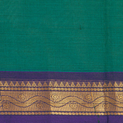 Green And Blue Kanchi Cotton Saree For Festive Wear PV MM KC 521