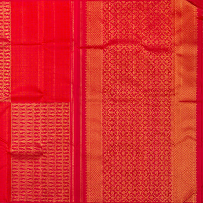 Red Kanchipuram Silk Saree Borderless For Festive Wear PV SAR 102