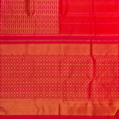 Red Kanchipuram Silk Saree Borderless For Festive Wear PV SAR 102