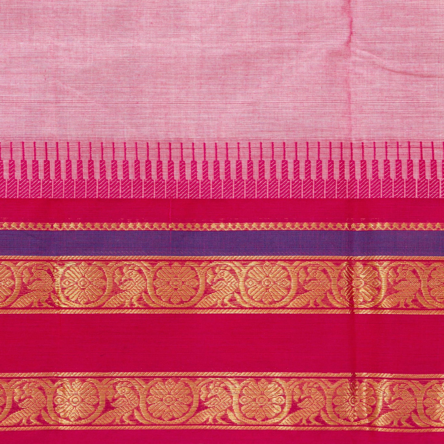 Pink Kanchi Cotton Saree For Festive Wear PV MM KC 527