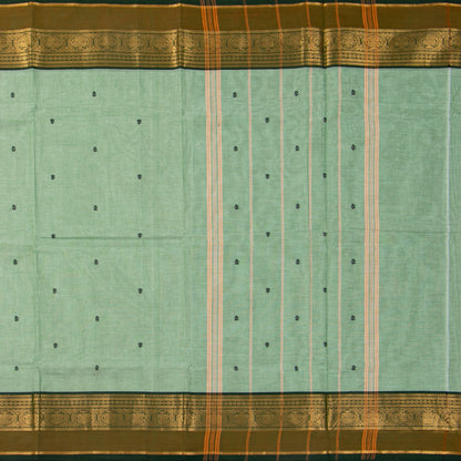 Green Kanchi Cotton Saree For Festive Wear PV MM KC 525