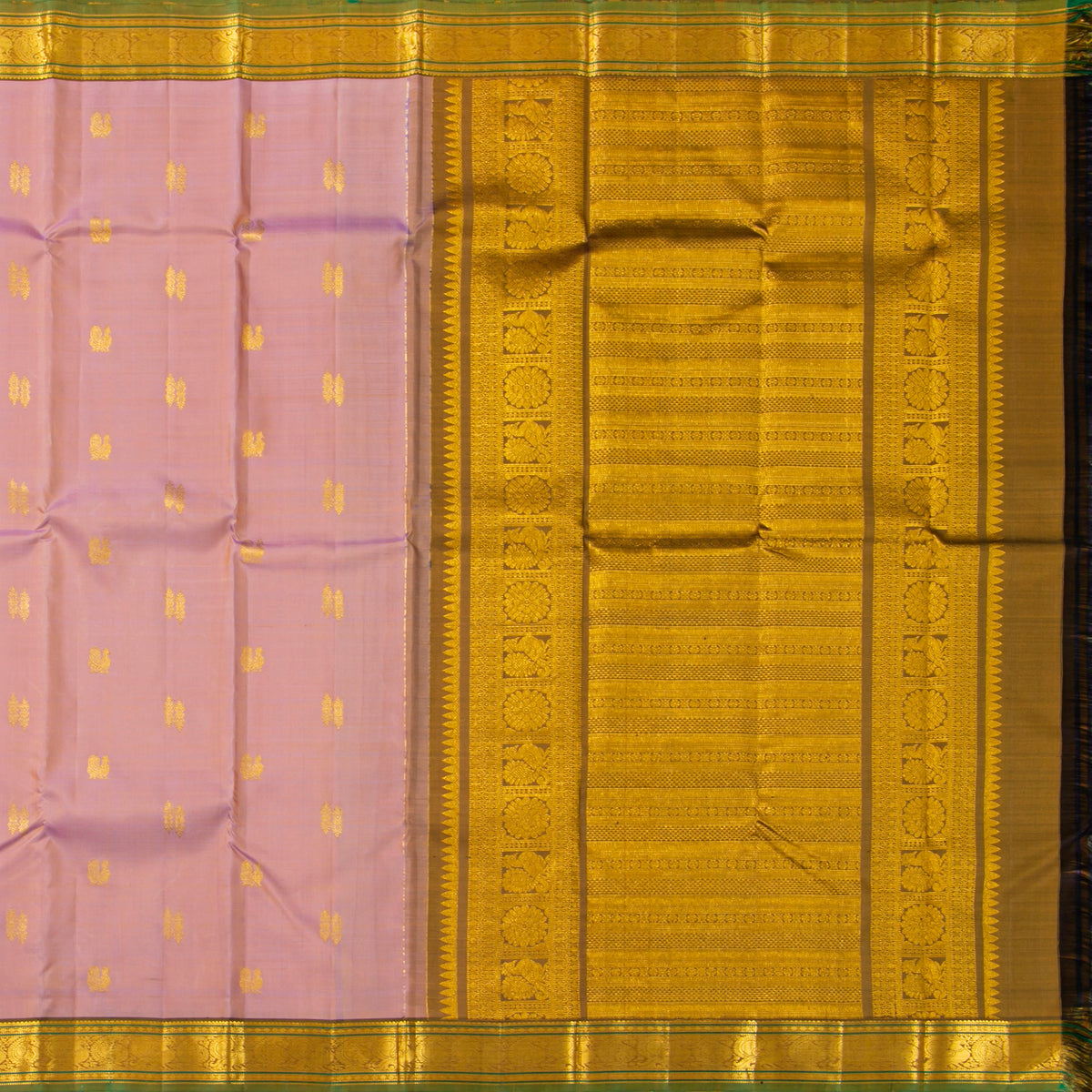 Mauve And Green Kanchipuram Silk Saree For Festive Wear PV VIS 107