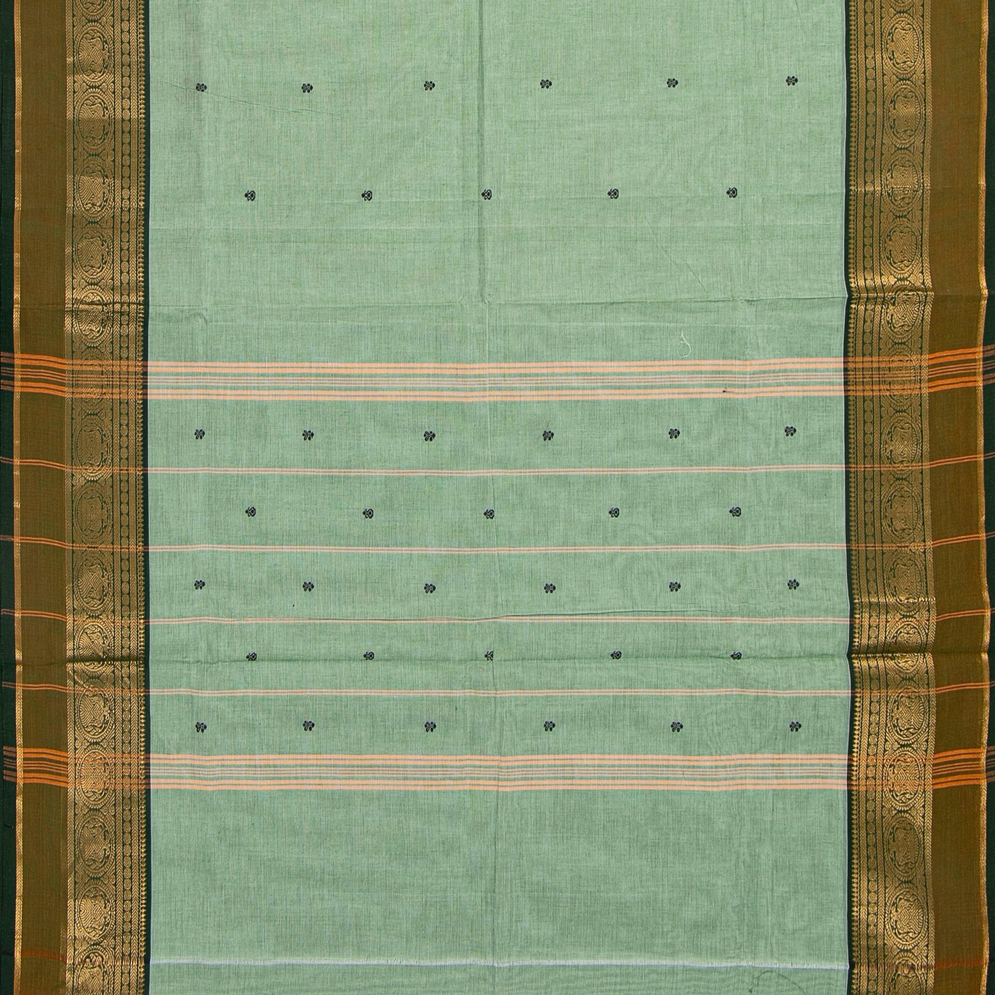 Green Kanchi Cotton Saree For Festive Wear PV MM KC 525