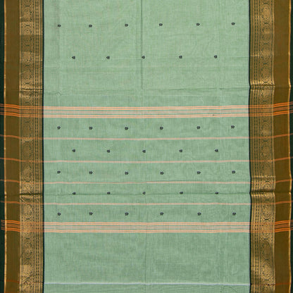 Green Kanchi Cotton Saree For Festive Wear PV MM KC 525