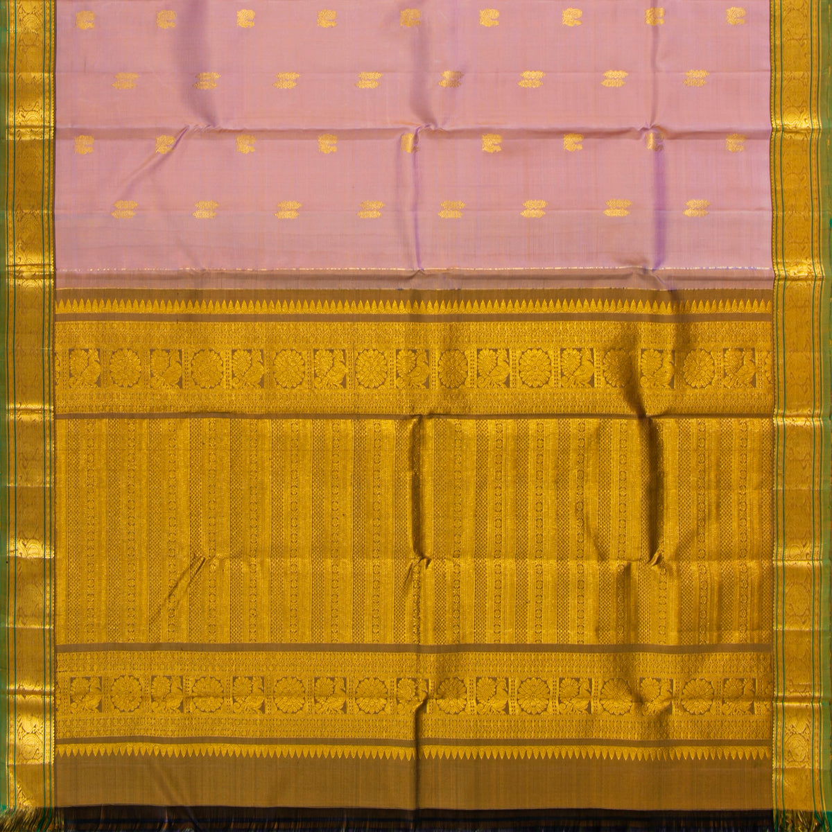 Mauve And Green Kanchipuram Silk Saree For Festive Wear PV VIS 107