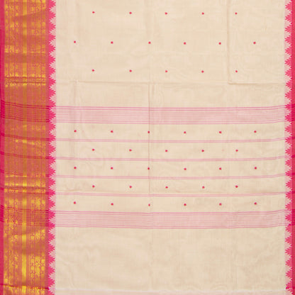 Off White And Pink Kanchi Cotton Saree For Festive Wear PV MM KC 526