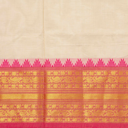 Off White And Pink Kanchi Cotton Saree For Festive Wear PV MM KC 526