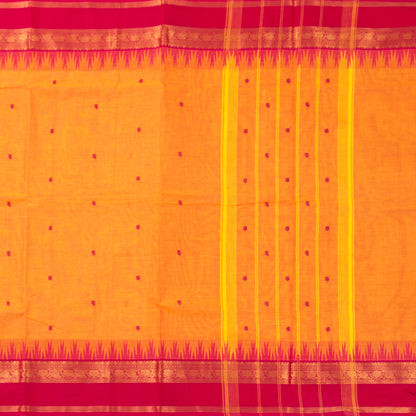 Yellow And Pink Kanchi Cotton Saree For Festive Wear PV MM KC 513