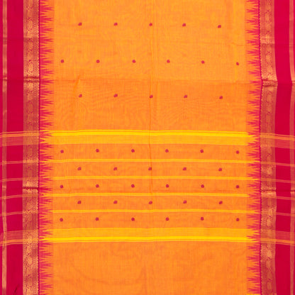 Yellow And Pink Kanchi Cotton Saree For Festive Wear PV MM KC 513